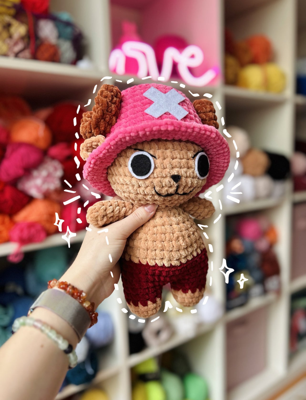 Pink and brown crochet Tony Tony chopper digital pattern 