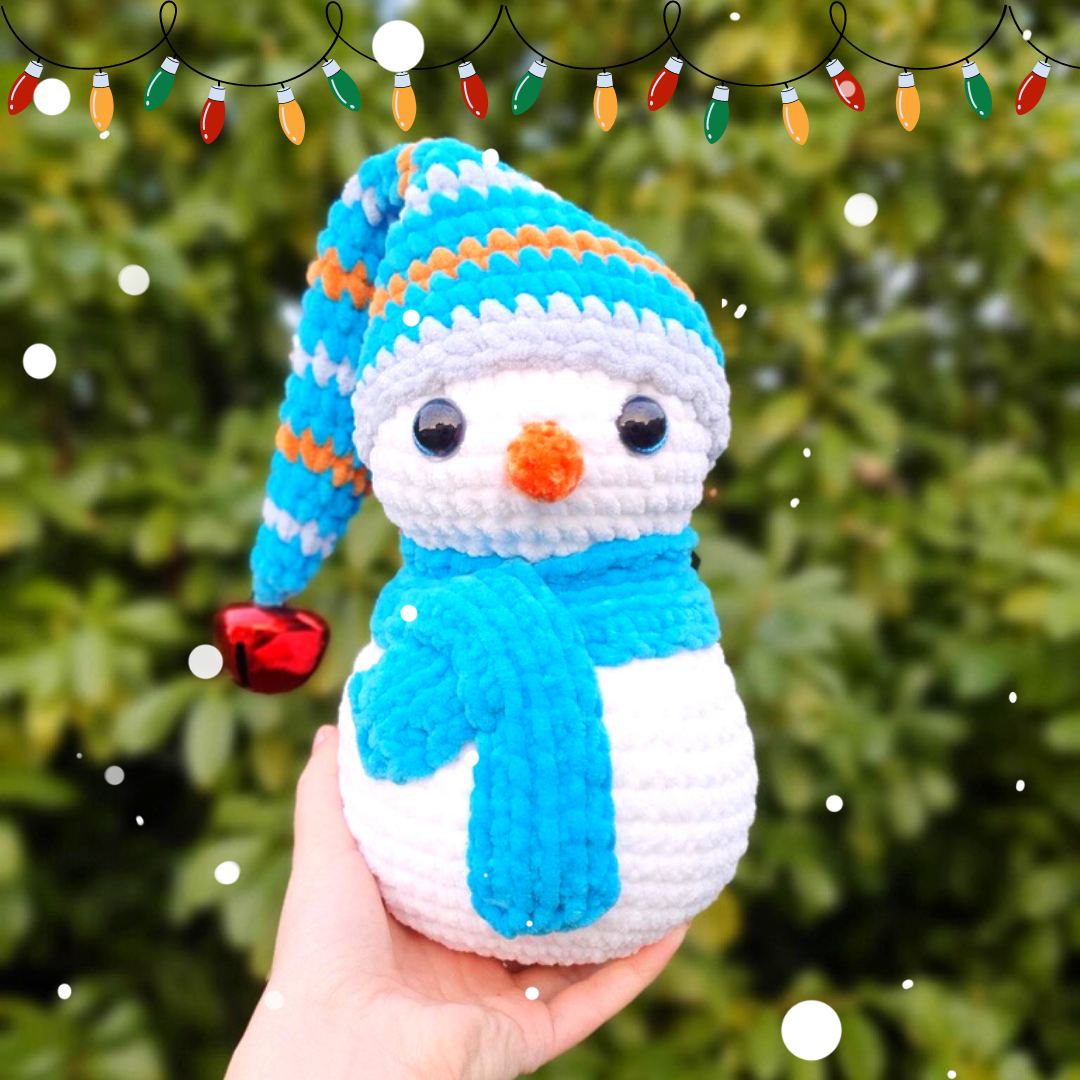 crochet snowman digital pattern, crochet bonhomme de neige